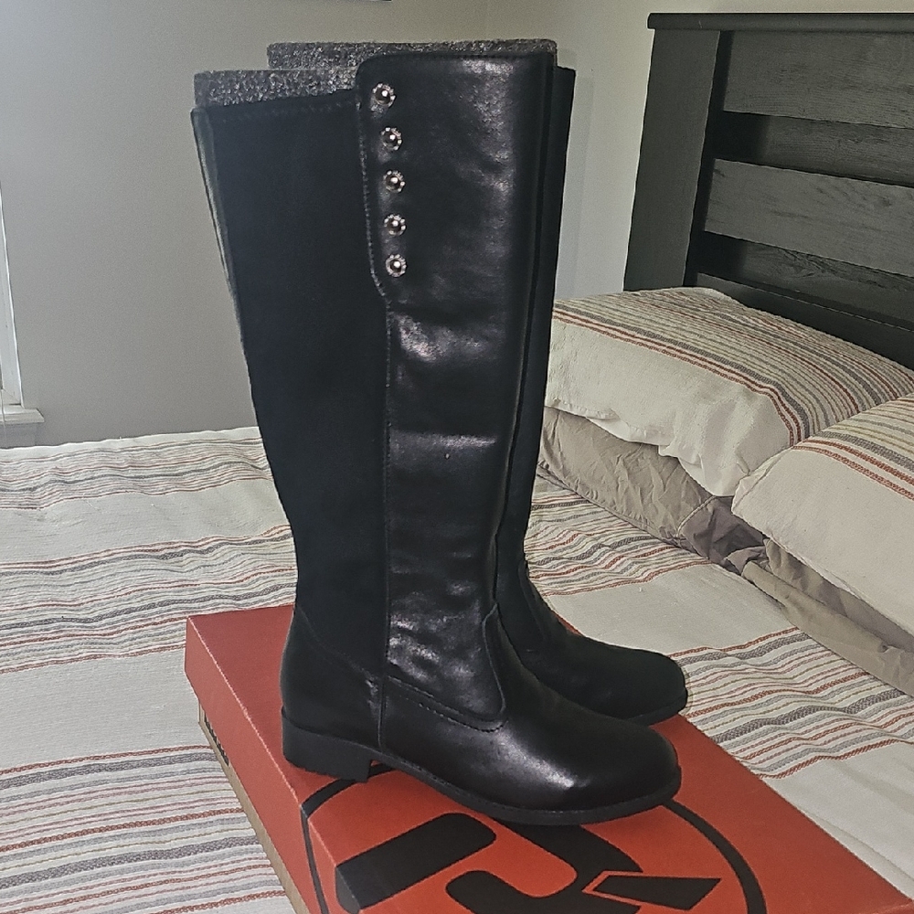 Propet Black Knee High Boots with Button Detail